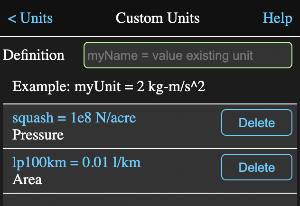 Custom Units view